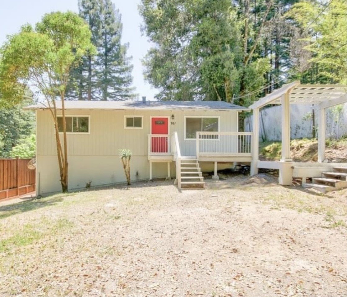 Ana Wold's first home bought in 2020 is seen in Boulder Creek, CA, shortly before the CZU wildfire. 